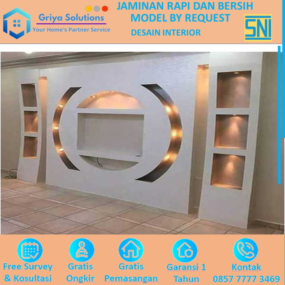 Partisi Gypsum GRC Sekat Dinding 1 sisi Modern Minimalis volume 8 - 20m2