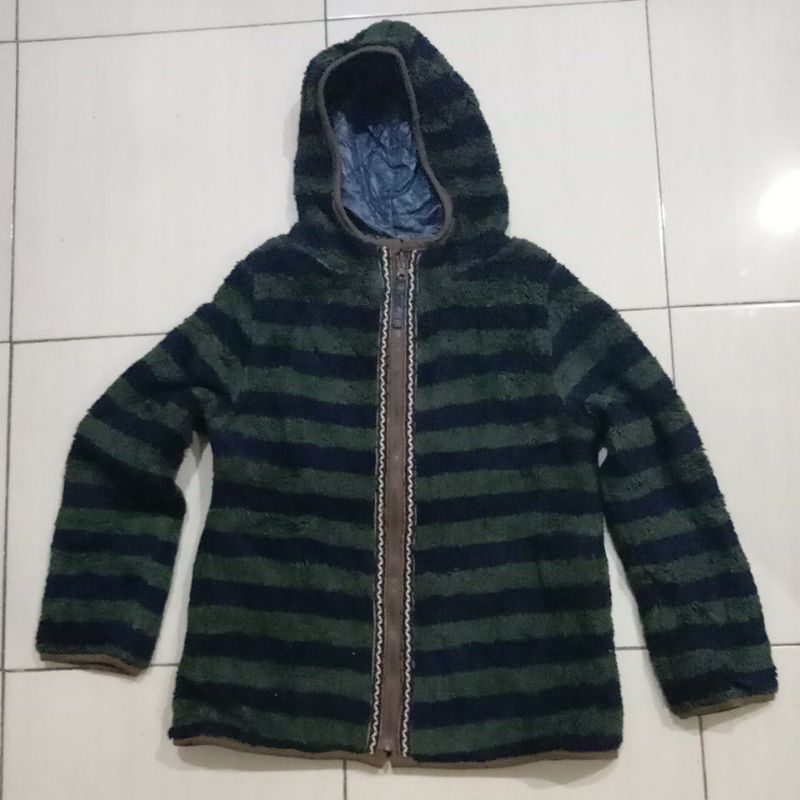 hoodie Sherpa luar puffer reversible