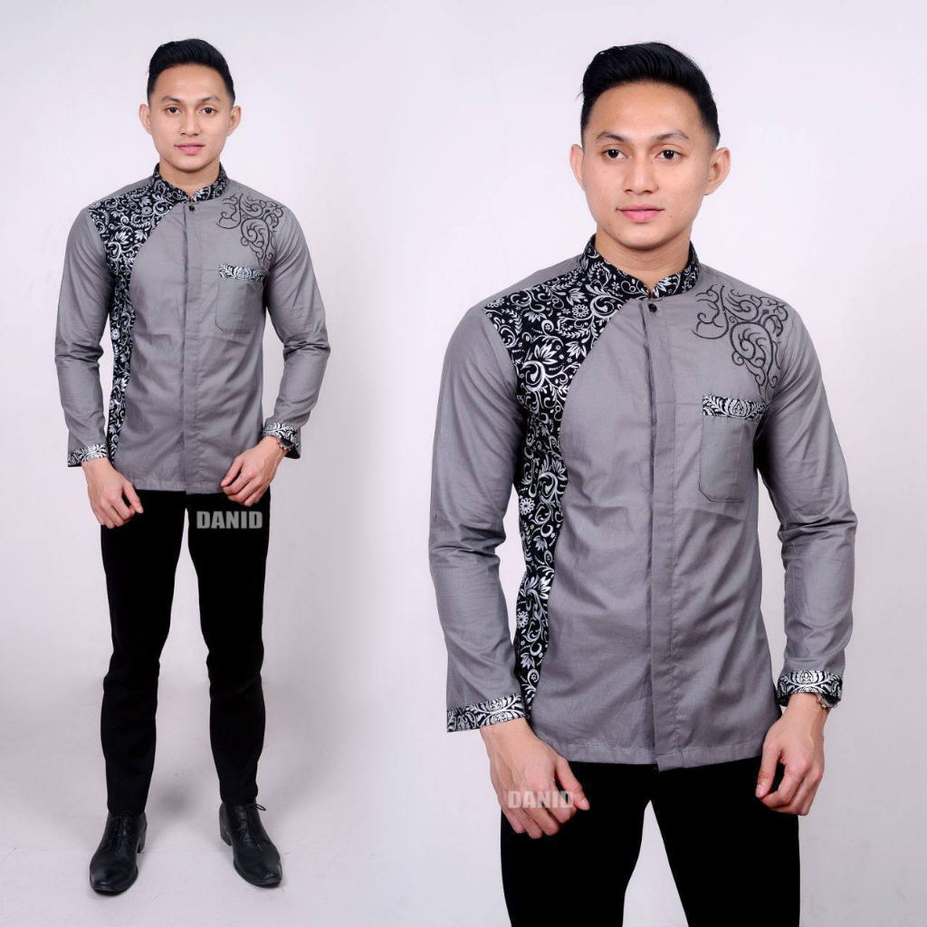 Baju koko bordir batik lengan panjang Busana muslim Modern