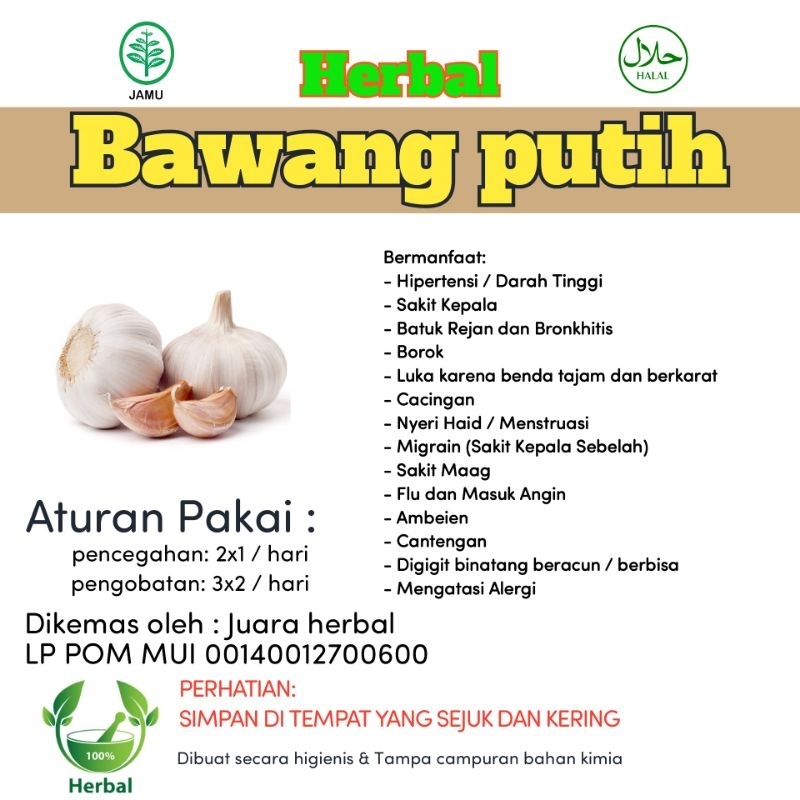 BAWANG PUTIH ISI 100 Kapsul Herbal Antibiotik