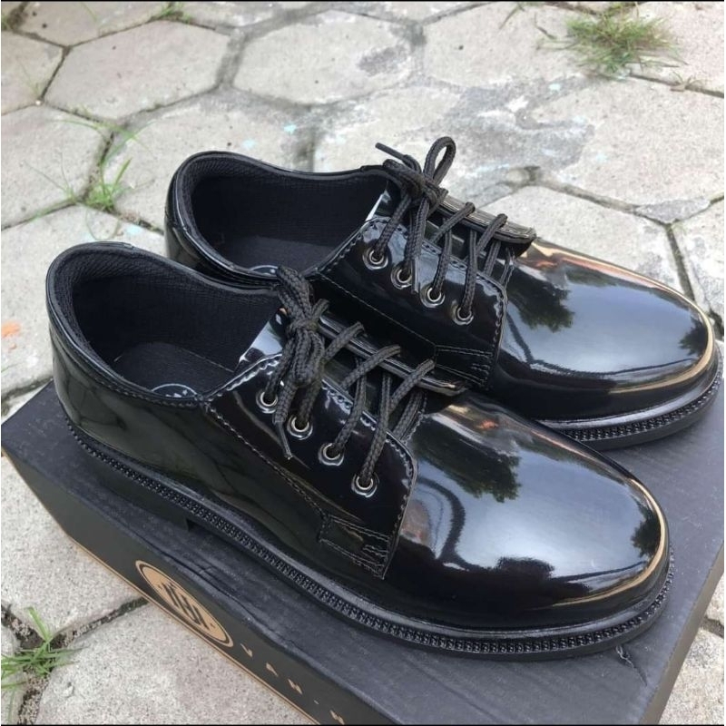 Sepatu PDH Pendek 01 TNI Dinas TNI AD AU AL PRIA FORMAL  POLRI Sepatu PDH SECURITY SATPAM DINAS HARIAN KULIT KILAP