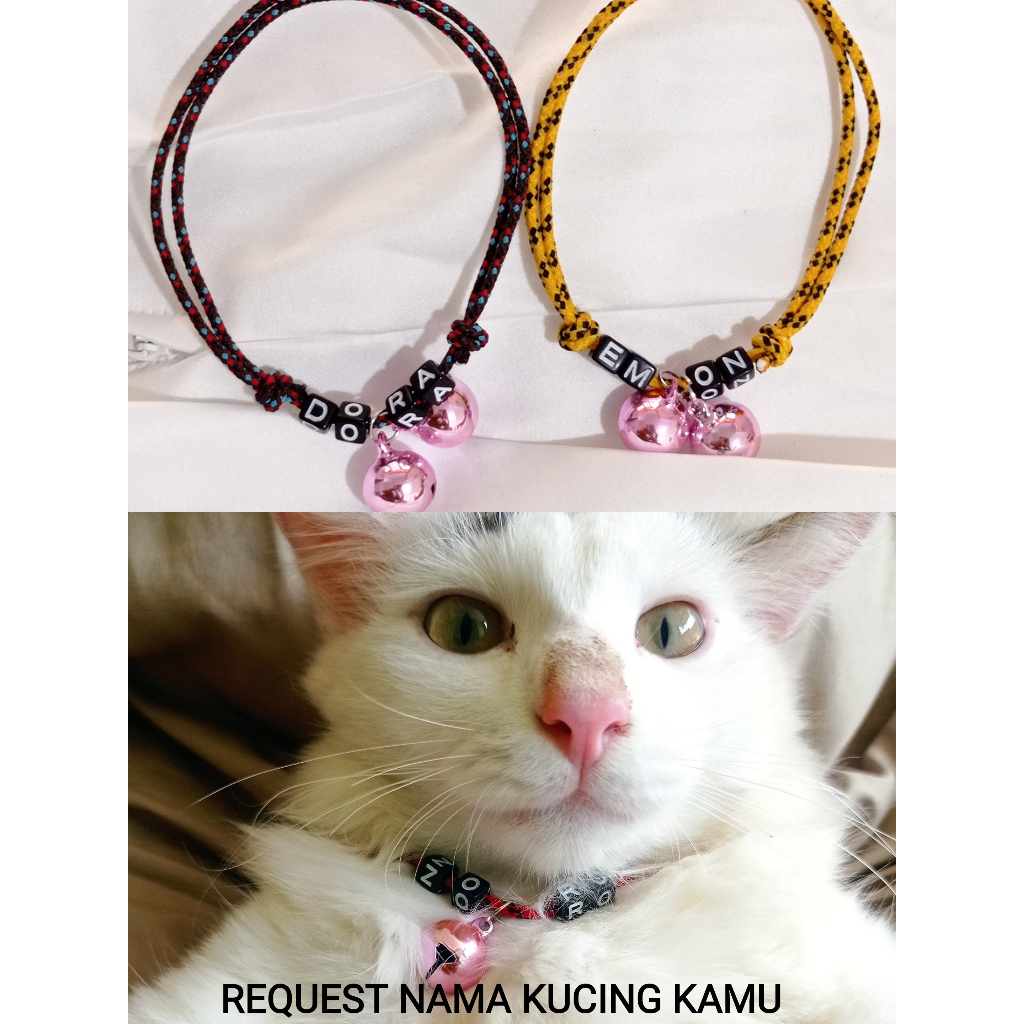 KALUNG KUCING NAMA / POLOS TEBAL 2 MM FREE LONCENG 2 PCS (LONCENG 14 MM) KALUNG KUCING ANJING MUSANG