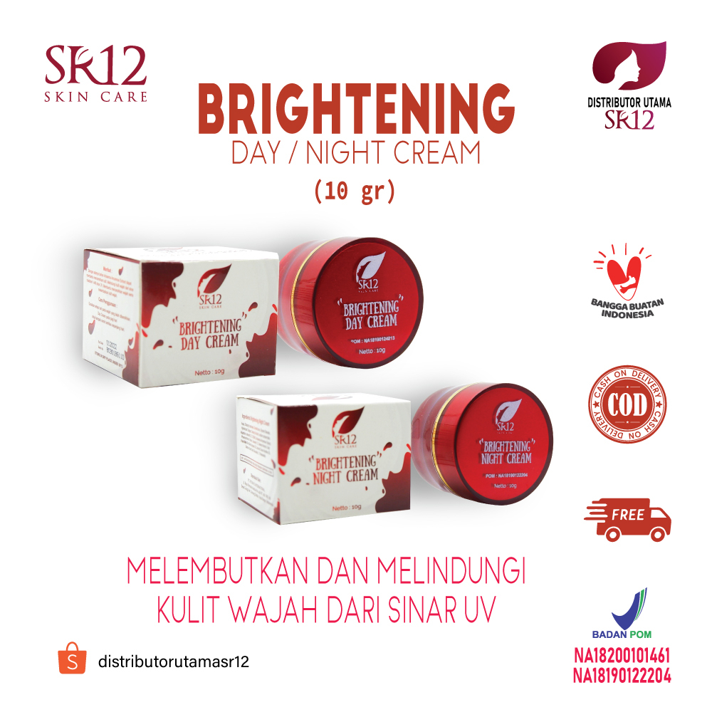 Cream Pemutih Wajah Glowing Cepat Krim Pencerah Wajah Pelembab SR12 Brightening Cream BPOM