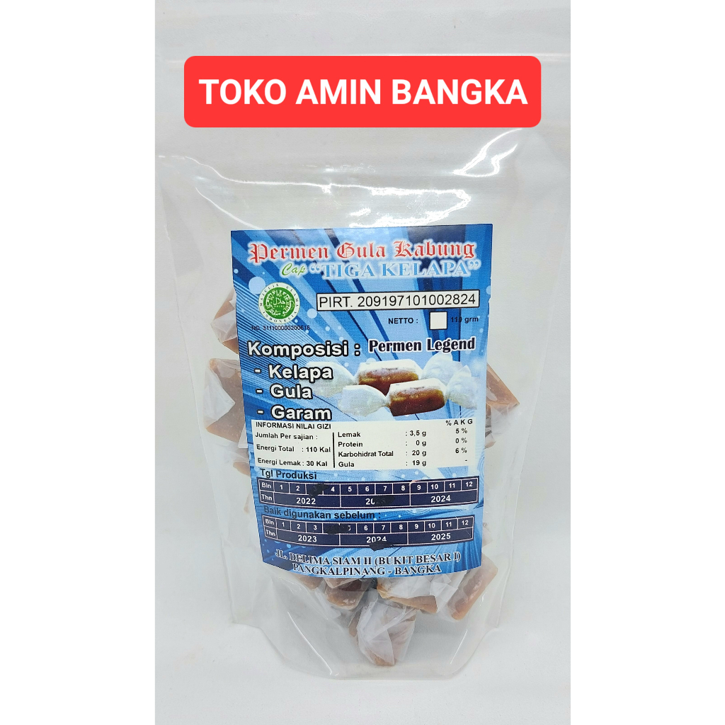

Permen Gula Kabung Khas Bangka Cap 3 Kelapa Kemasan Kecil