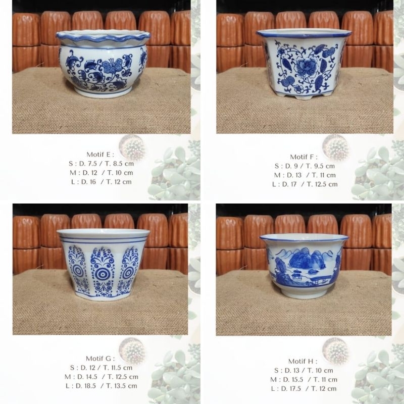 Banikko76 Pot Keramik Import Cantik Satuan / Pot Keramik Motif Bunga / Pot Keramik Import