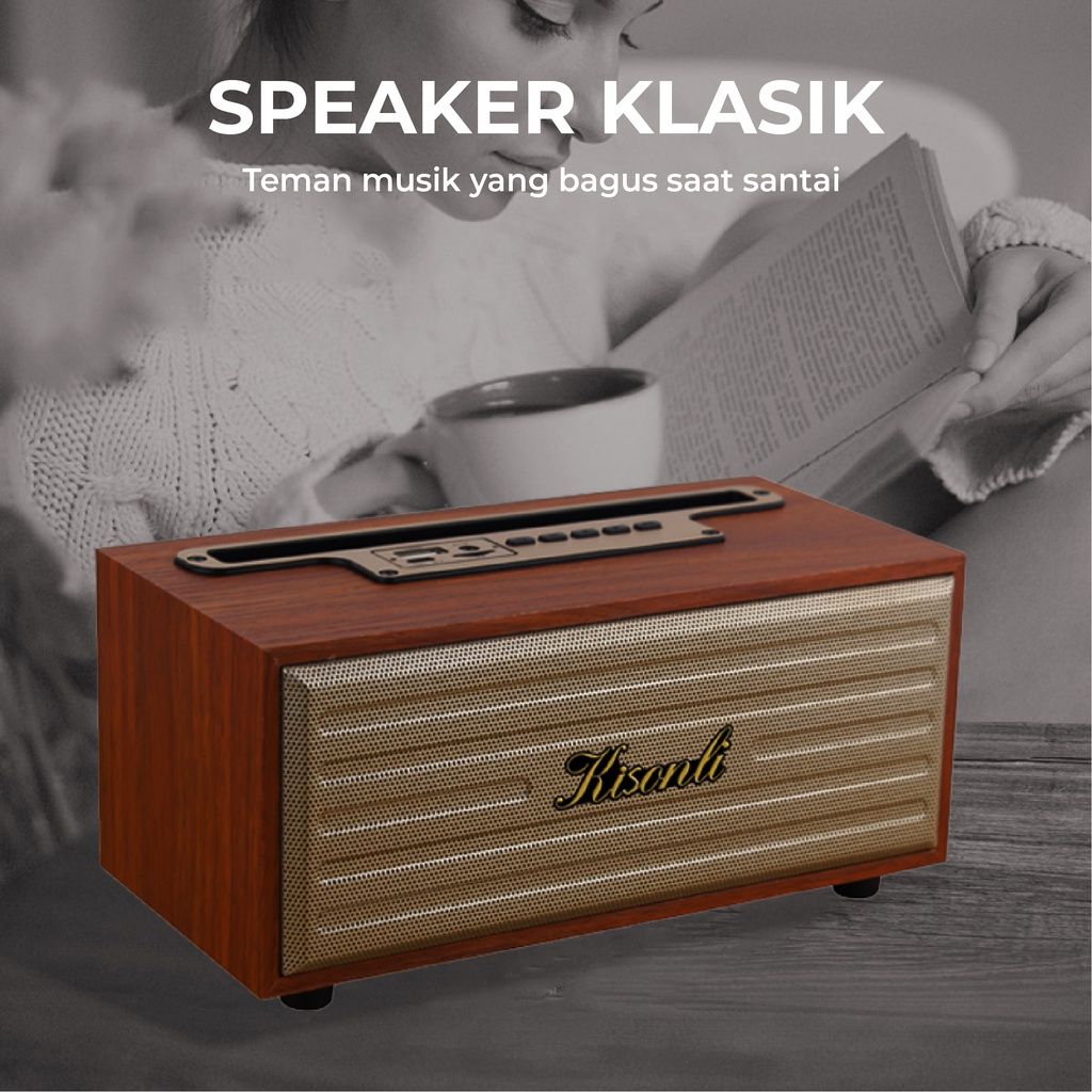 Speaker Bluetooth Kisonli Portable Retro Klasik Wooden G12A - XOBOX