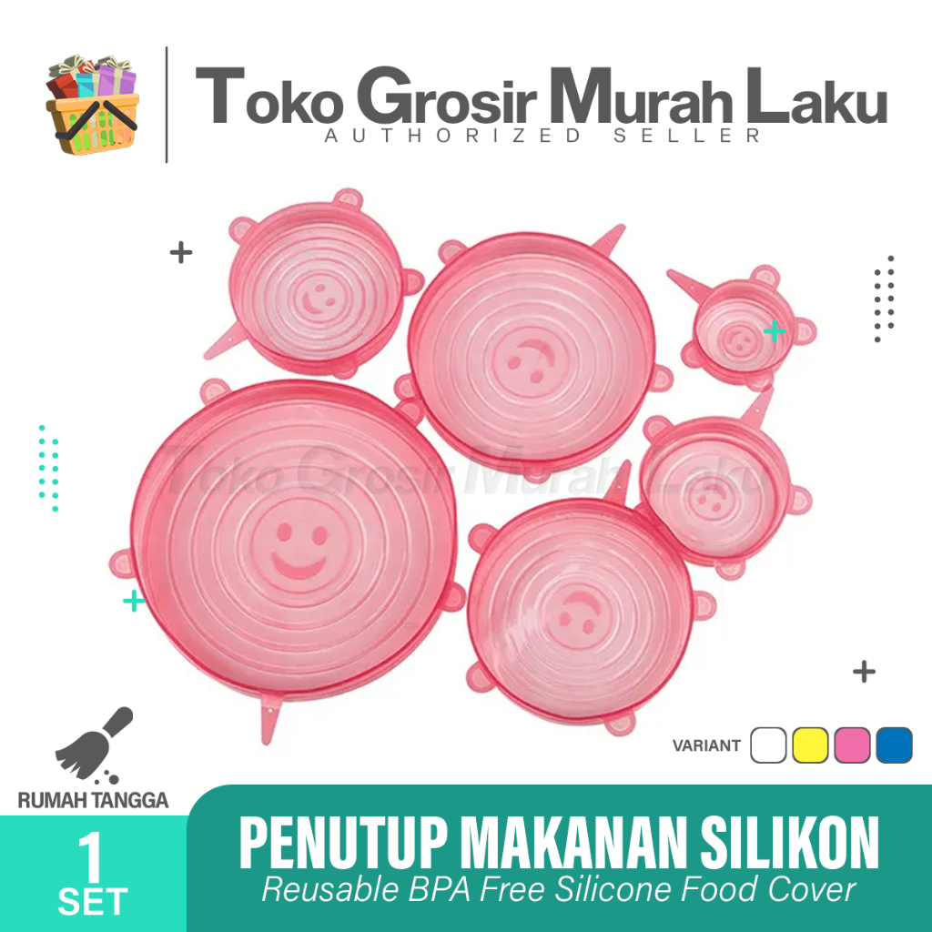 PENUTUP MAKANAN SILIKON 6 IN 1 TUTUP WADAH MAKANAN SILICONE SERBAGUNA