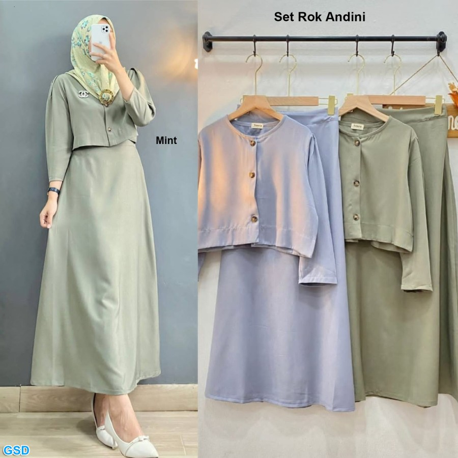 Setelan baju atasan dan rok hijab wanita muslim lebaran kekinian 4warna matt full shakila atasan ld 