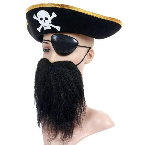 Cosplay aksesoris accecories bajak laut pirates style outfit edition dewasa anak topi tutup mata penutup mata sebelah hook mainan anak-anak laki-laki dewasa kumis jenggot brewok tempel fake palsu pria