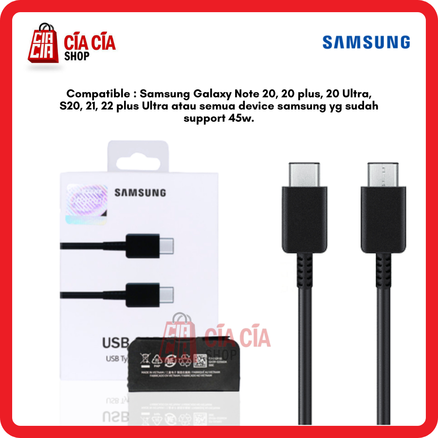 Kabel Charging Type C to Type C 5A 45W Super Fast Charging Data Cable Samsung S21 S22 Plus Ultra Note 20 21 22 Ultra