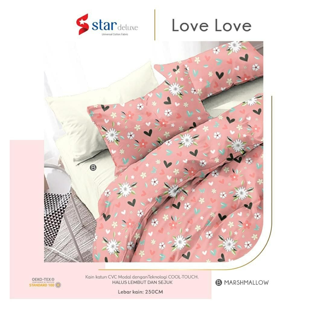 KAIN SPREI METERAN KATUN CVC MOTIF LOVE LOVE