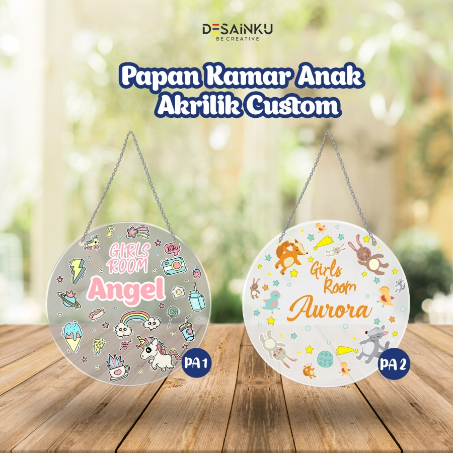 Papan Kamar Anak Akrilik Custom Print UV / Hiasan Pintu Kamar