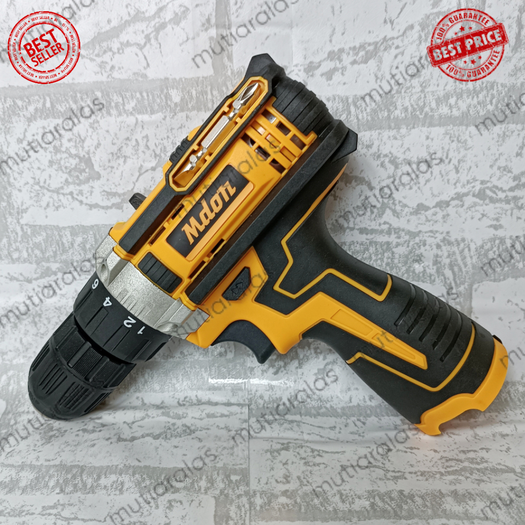 Mesin Bor Cordless Charger Edon Mdon 12V Lithium Mdon 12TS 2 Baterai