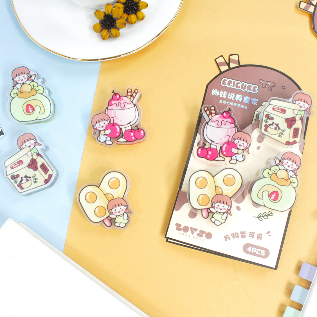 

NAMEI FOODIE MULTIPURPOSE ACRYLIC CLIP SET 4PC | KLIP PENJEPIT KERTAS