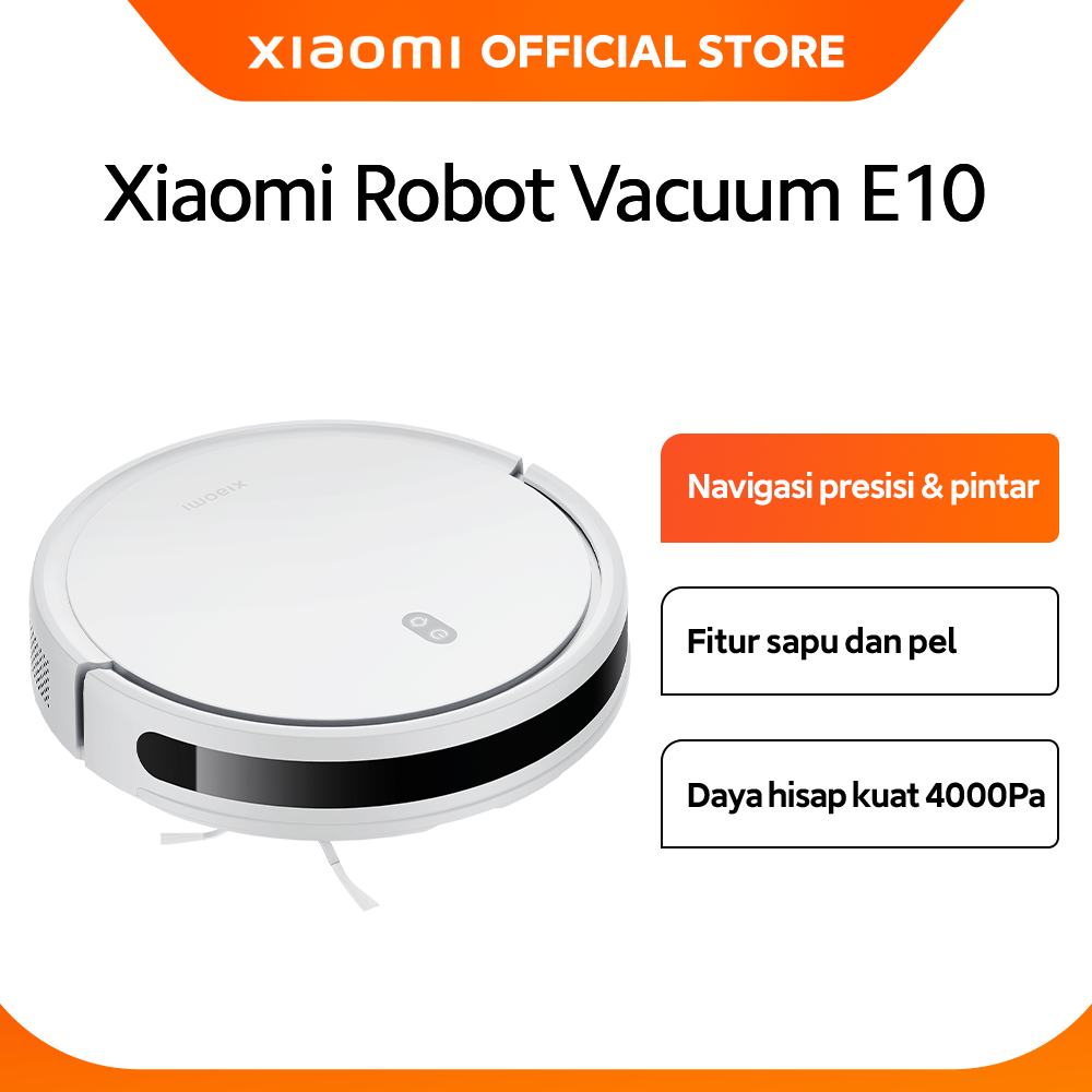 Official Xiaomi Robot Vacuum E10 Navigasi Presisi Daya Hisap 4000Pa Fitur Sapu dan Pel
