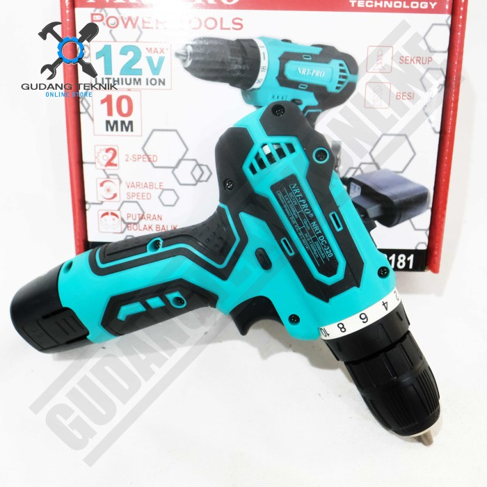 Mesin Bor Tangan BATERAI 12 Volt 10mm DC320 NRT PRO / CORDLESS Drill Bor Kayu Besi 10 mm Screwdriver 12V DC 320 NRT PRO