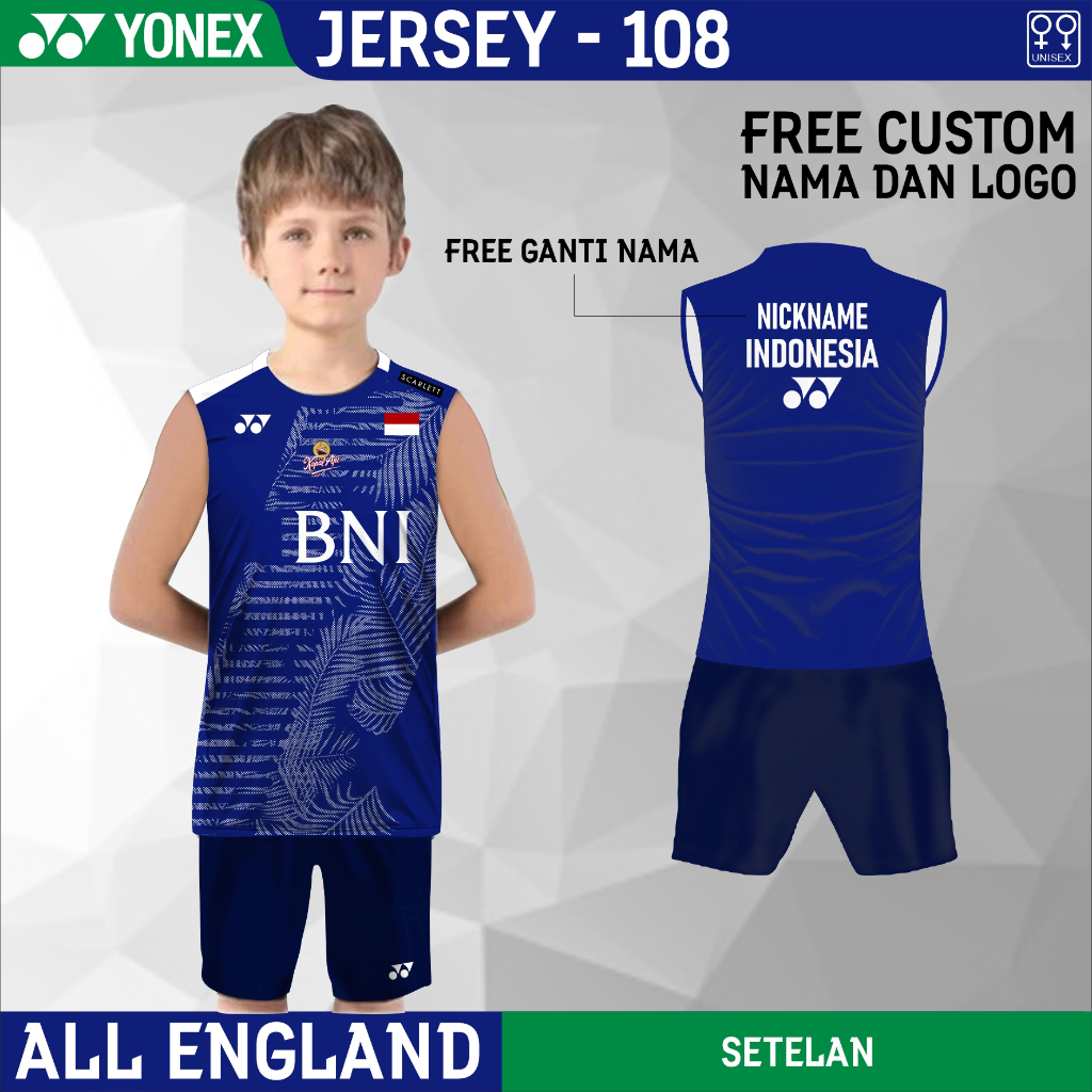 Setelan jersey anak badminton fajar alfian all england 2023 kaos yonex baju bulutangkis 108
