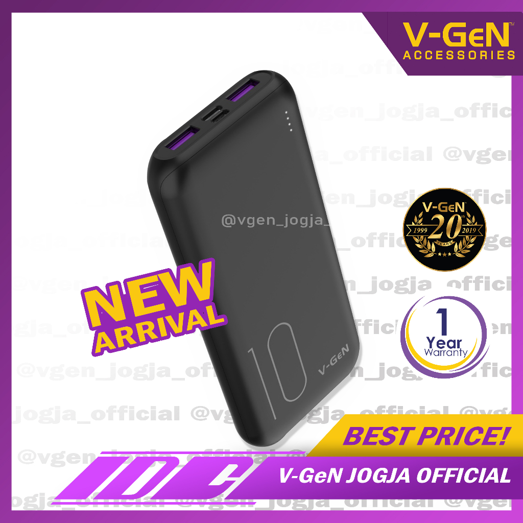 Powerbank V-GeN PB-V10K29 10.000 mAh Support Type C QC PD VOOC Turbo