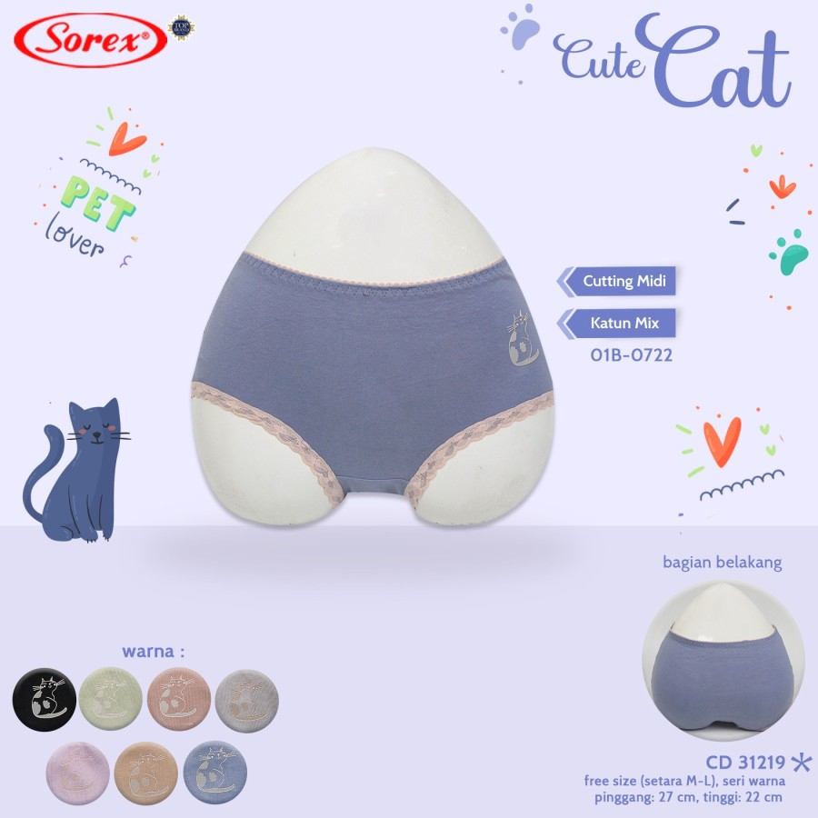 Sorex CD Celana Dalam Wanita Cute Cat Ukuran Allsize Setara M - L