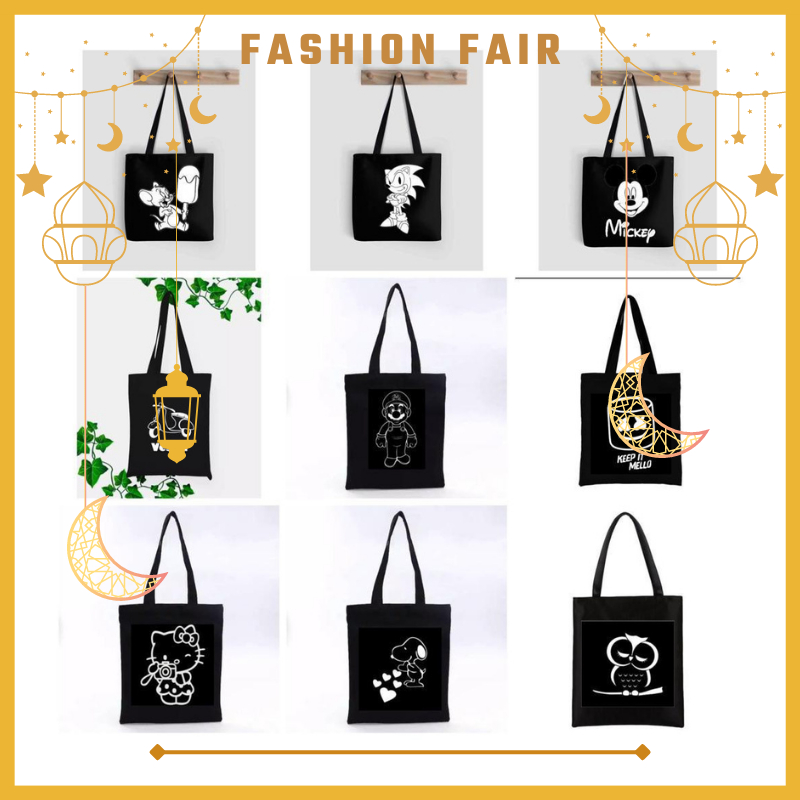 Fashion Fair - (F) Totebag Tote (PAKAI PEREKAT) Tote bag Cartoon kpop murah wanita custom motif