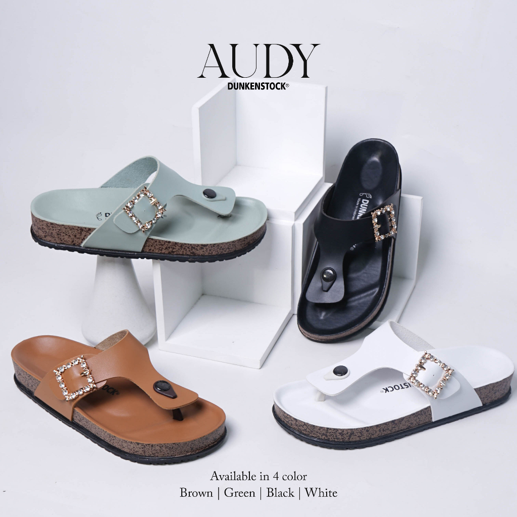 Dunkenstock AUDY sandal caual wanita sendal jepit cewek birken slop - Black, 36