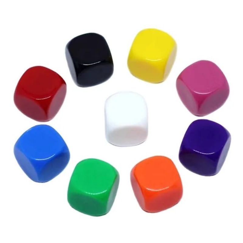 Dadu polos-Glossy Blank Dice D6 Multicolor 16mm_20mm_30mm. Harga per pcs