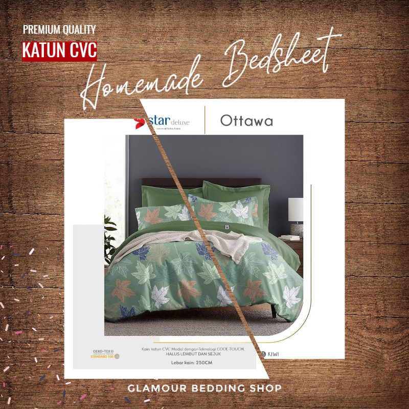 Sprei KING 200x180 Kain Katun CVC Katun Lokal Homemade Sprei Motif By STAR Deluxe
