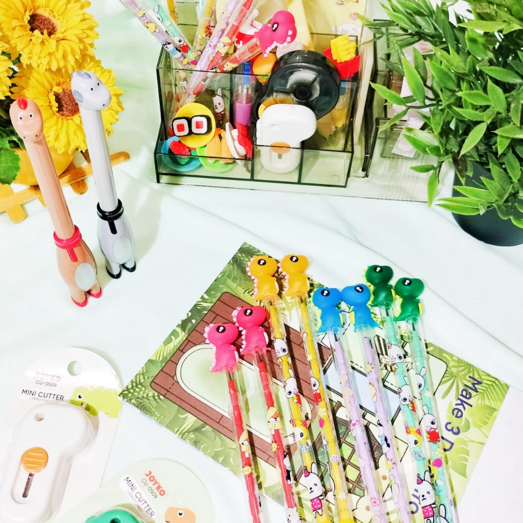 Pensil Susun DINO Mini Super Cute Lucu Unik Pensil 2B harga Termurah / Pensil Bensia Karakter Dinosaur warna-warni Stationary kekinian Premium Quality Bisa COD