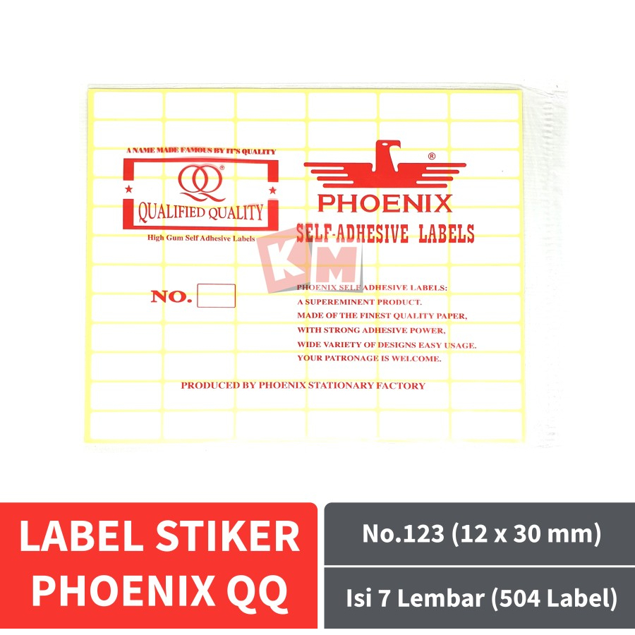 Label Stiker Phoenix QQ No.123 Kertas Harga Nama Undangan 12 x 30 mm