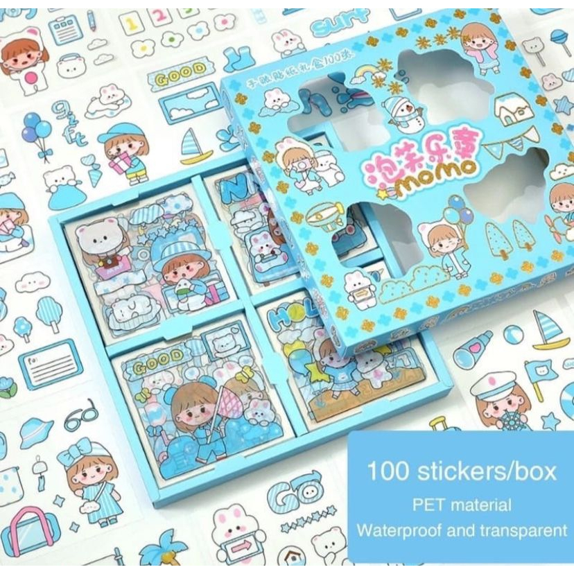 Stiker Momo Kartun Lucu Set Box 100 lembar