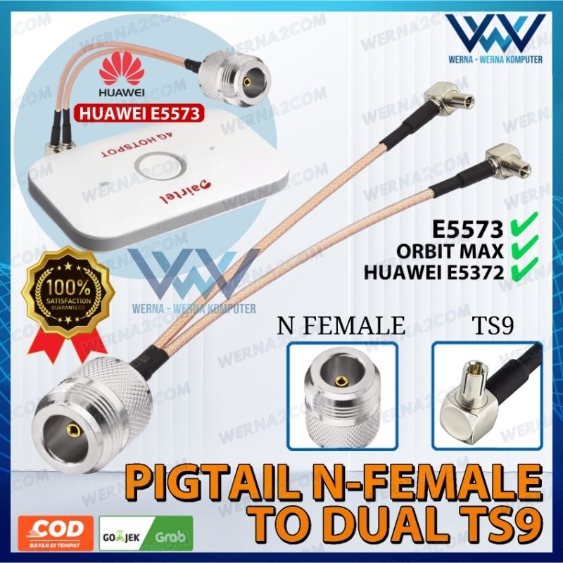 Pigtail N FEMALE to Dual TS9 untuk Modem Huawei E5573 Orbit Max E5577