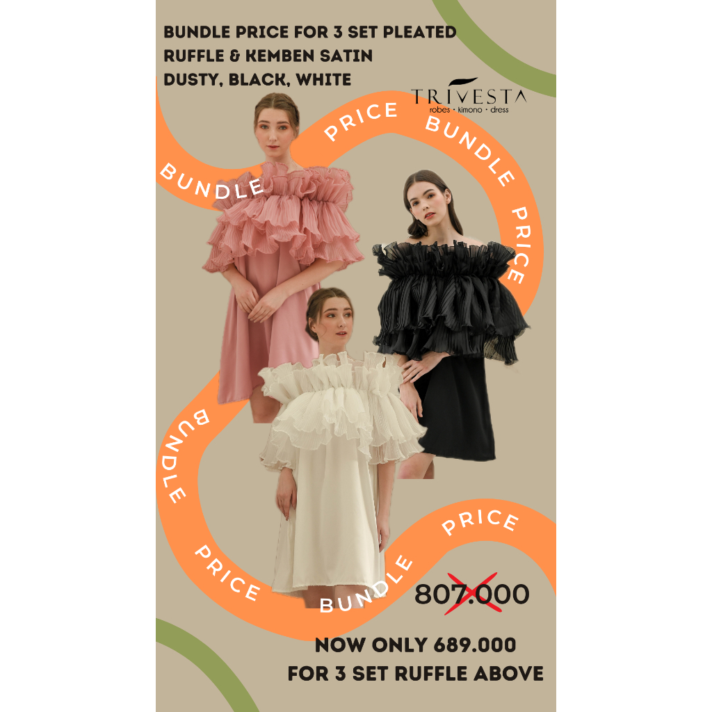 Set Pleated Ruffle &amp; Kemben / Penutup Dada / Kemben / Cape untuk Model MUA