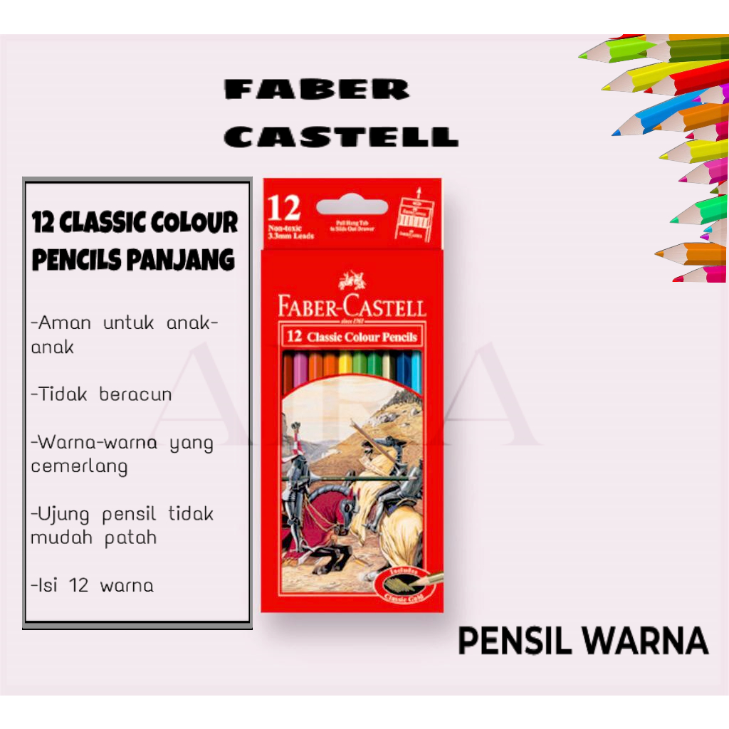 

PENSIL WARNA CLASSIC FABER CASTELL 12 WARNA PANJANG