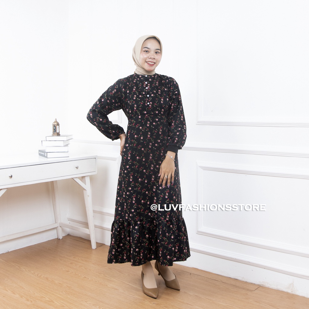 IL - ZALICA MAXI DRESS FLORAL WANITA / FASHION MUSLIM WANITA SHAKILA FISHTAIL KOREAN STYLE