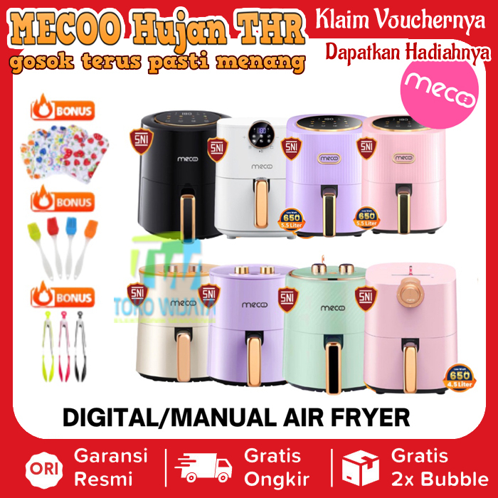 MECOO AIR FRYER Digital Manual Nx02 jx Nx02 dz Nx01 jx Pro Nx01 jx Nx 07 DZ Pro 4.5 L/5.5 L Hemat Listrik &amp; Anti Jeglek Mesin Penggorengan Tanpa Minyak