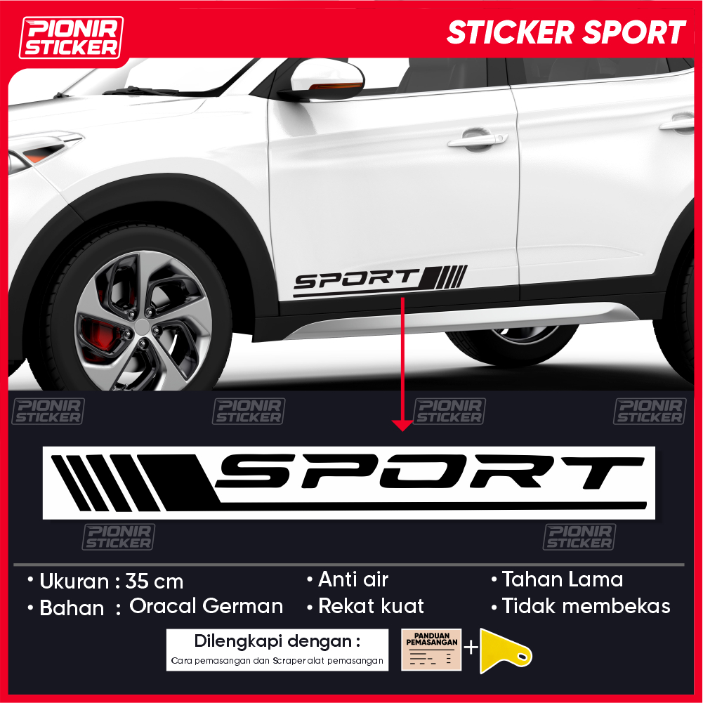 Stiker Sport Cutting Sticker Mobil Simple Minimalis BMW Civic City Z Ferio Crv Jazz Brio Avanza Xenia Soluna Baleno Ertiga Aero Air ev Cortez Confero