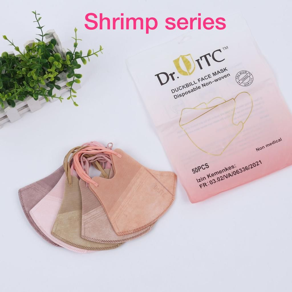 Masker Duckbil Masker Duckbill 50 Pcs Mix Warna Warni  Face Mask-DB ITC Series Shrimp