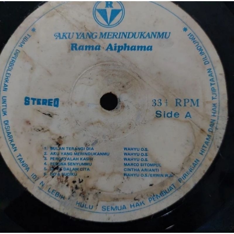 Vinyl Piringan Hitam 12&quot; Rama Aiphama Aku yang merindukanmu