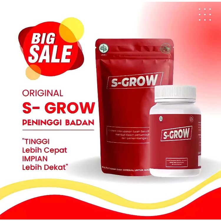 PENINGGI BADAN S GROW 30 KAPSUL UNTUK UMUR 15 - 25 - OBAT PENINGGI BADAN SUPLEMENT PENINGGI BADAN BO