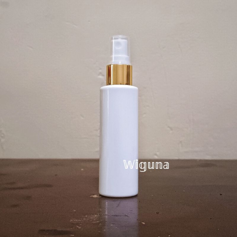 Botol Spray 60ml Putih / Botol Rf 60ml Putih Tutup Spray Ring Alumunium Gold