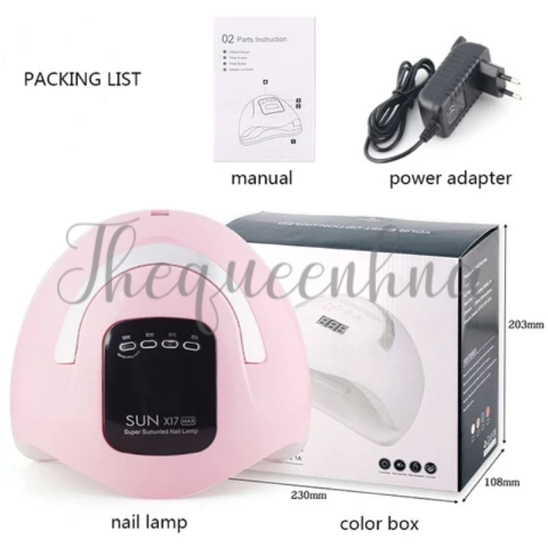 SUN X17 MAX 180W GARANSI SATU BULAN UV Lamp 57leds Alat Pengering Kutek UV Led Nail Lamp Pengering Kuku Profesional