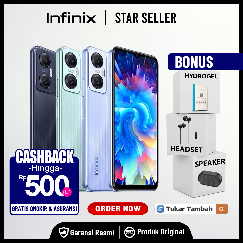 Handphone Infinix Hot 20 5G 4/128 GB Garansi Resmi Hot 20 4 GB 128 GB Not Hot 11 12 12i 12 Play 20i 20s