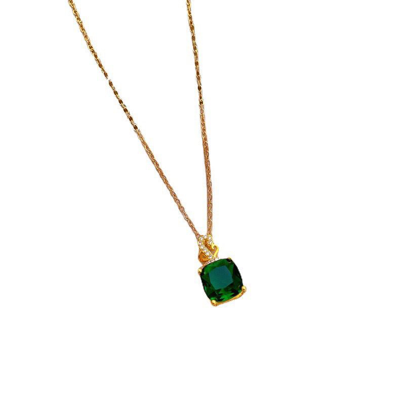 Kalung Titanium Green Diamond Korea Fashion Style Elegan Premium