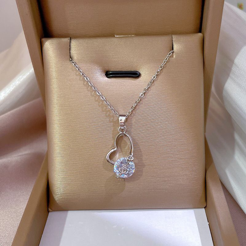 Kalung Titanium Love Diamond Silver Korea fashion Style Premium