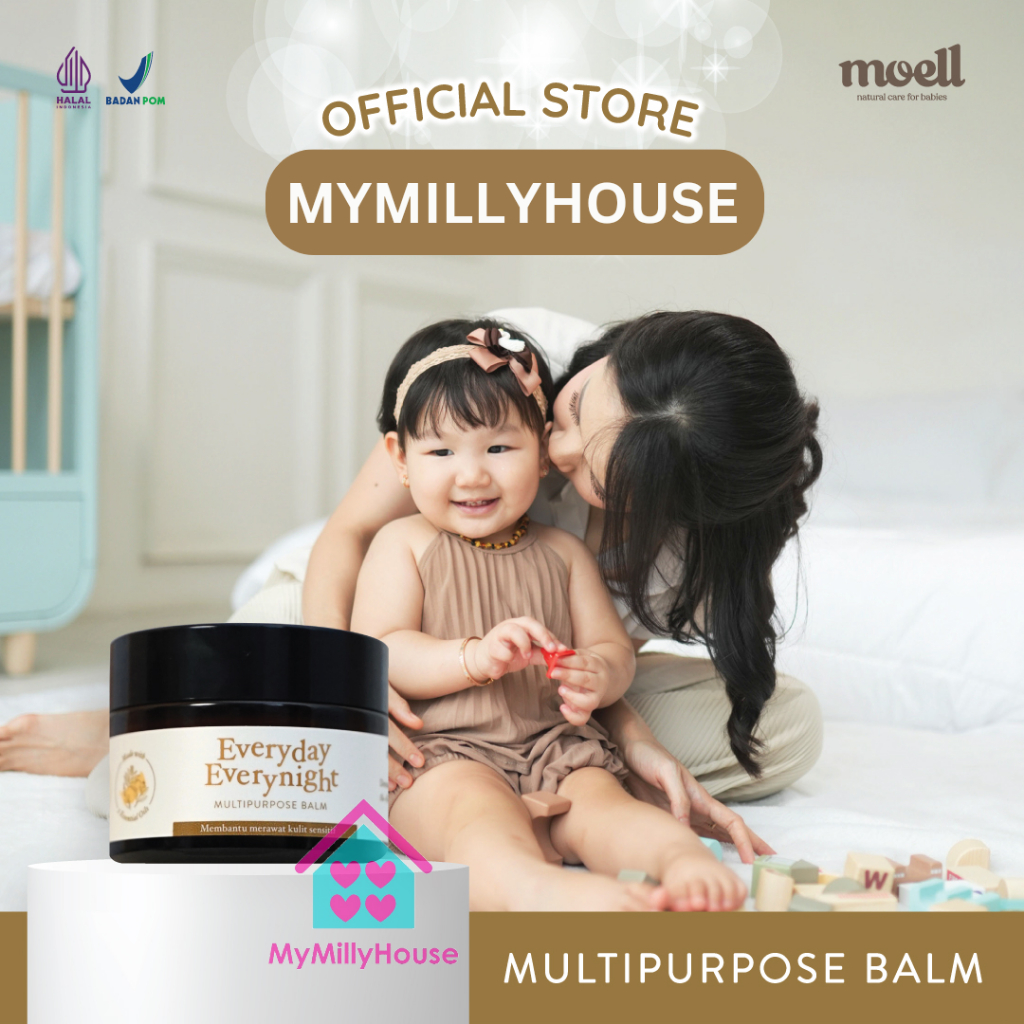 Moell Everyday Everynight Multipurpose Balm 30gram/ balm bayi / balm natural organic / balm anti ruam / balm kulit sensitif