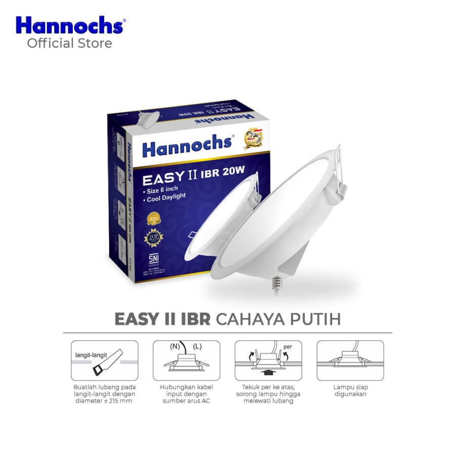 Hannochs Downlight LED EASY II 20W IBR Cahaya Putih