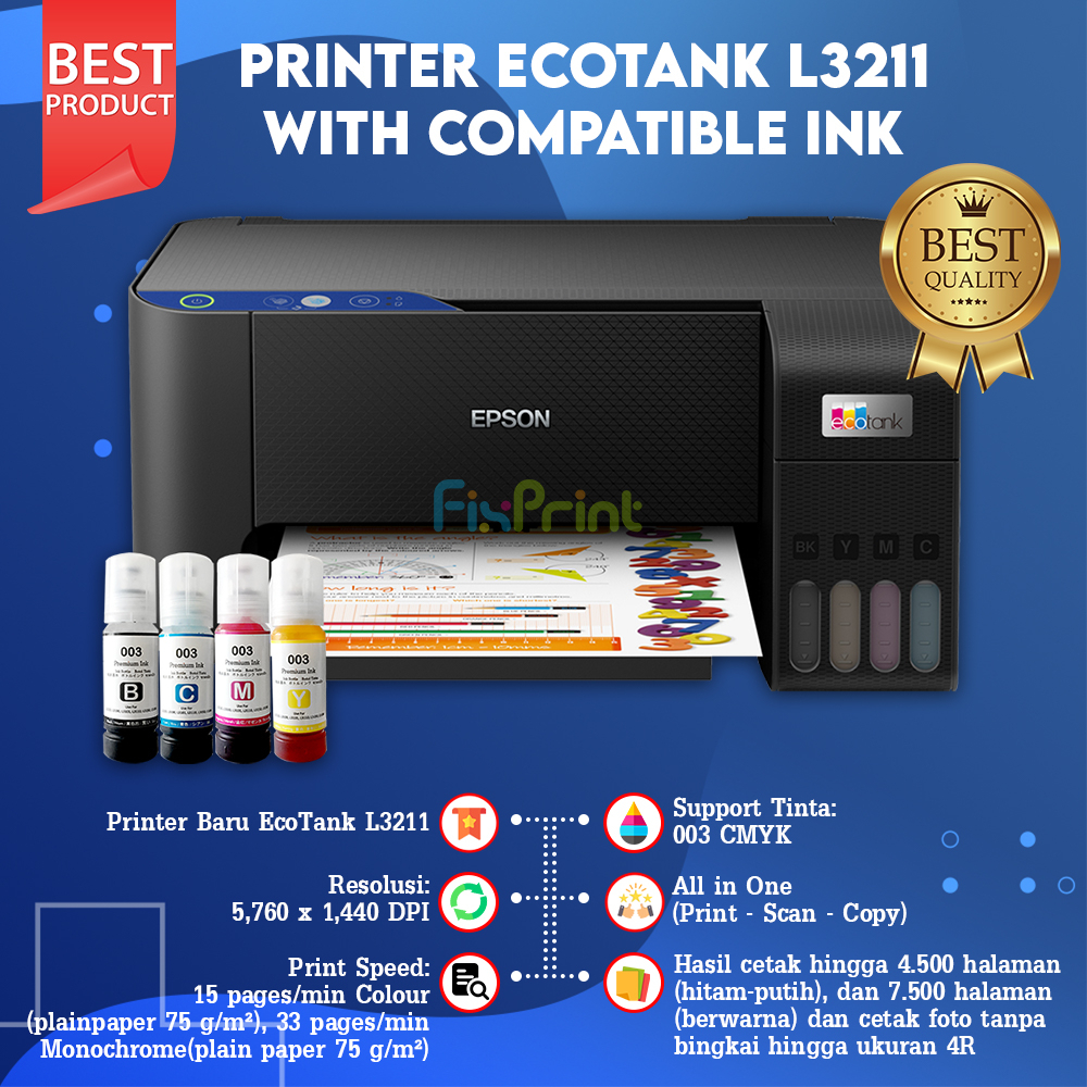 Epson L3211 Printer Ecotank All In One Print Scan Copy