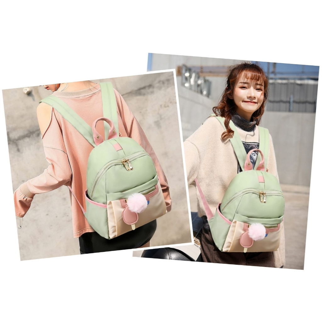 TAS RANSEL WANITA KOREA GENDONG PUNGGUNG ANTI AIR MURAH IMPORT BACKPACK PREMIUM CEWEK REMAJA KEKINIAN SEKOLAH KULIAH KERJA FASHION BATAM BRANDED HIJAU AIDEEN TA780G3