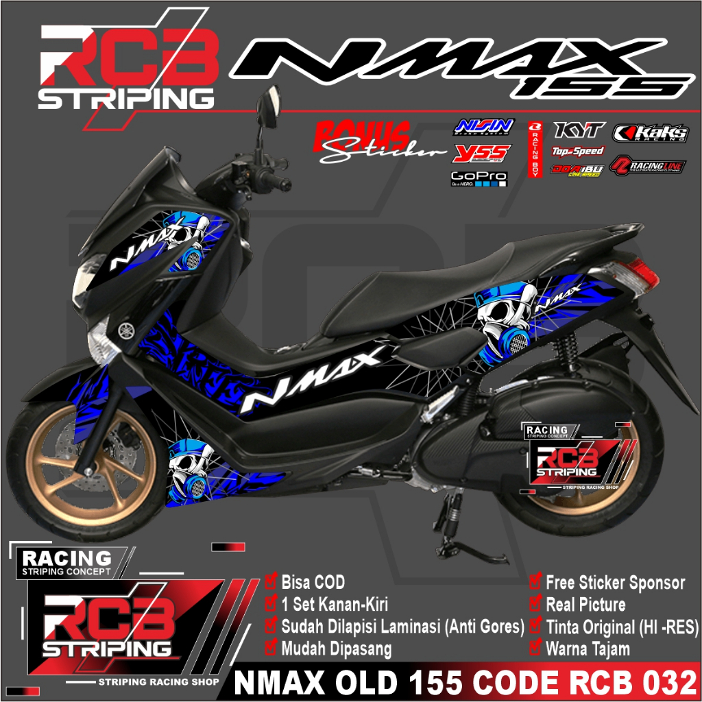Striping Nmax / N Max Lama 2015 2016 2017 2018 2019 Yamaha Sticker Motor Stiker Nmax Old Rcb 032