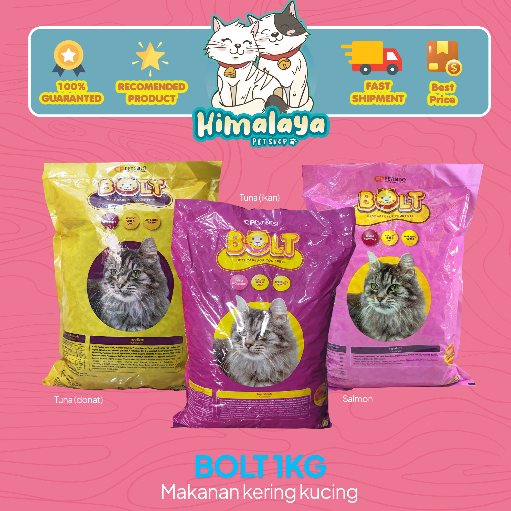 Makanan Kucing kering murah BOLT 1kg - Makanan kucing termurah